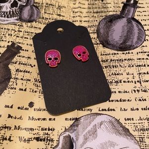 Pink skull earrings